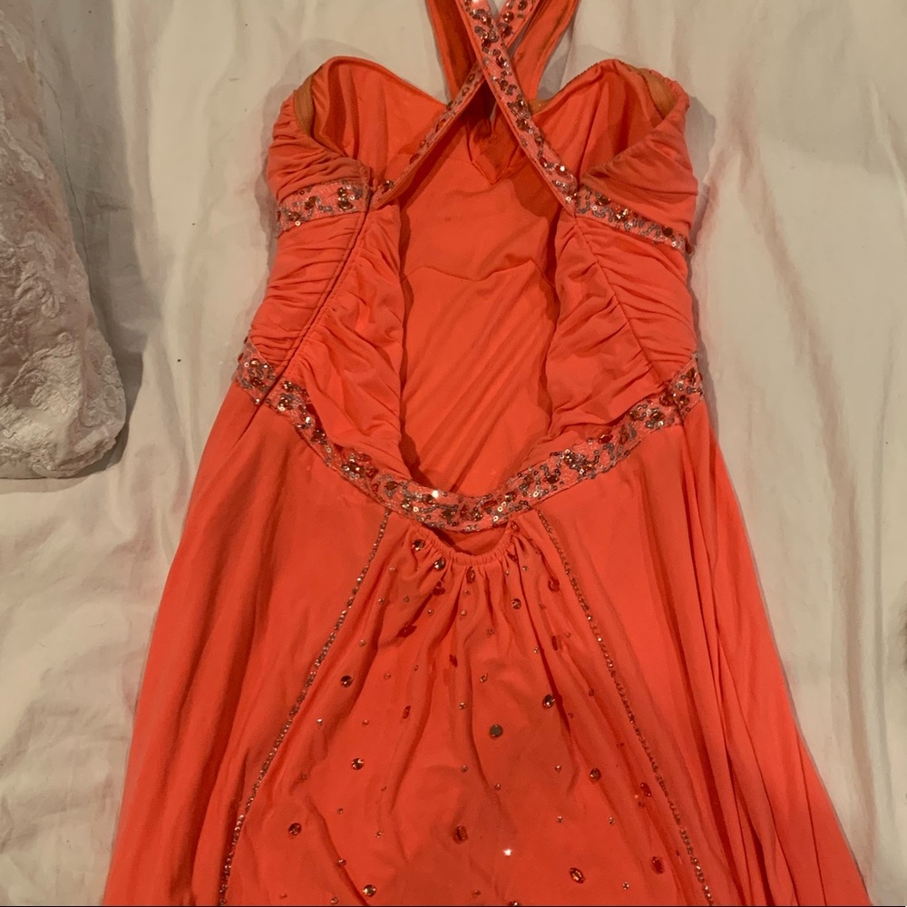 Coral jeweled gown